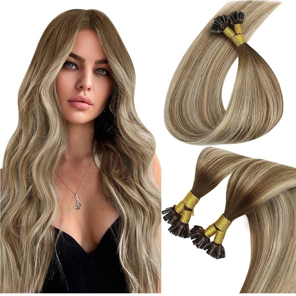 20” Utip Hair Extensions Human Hair Light Brown Ombre Light Blonde Ombre Dark50G